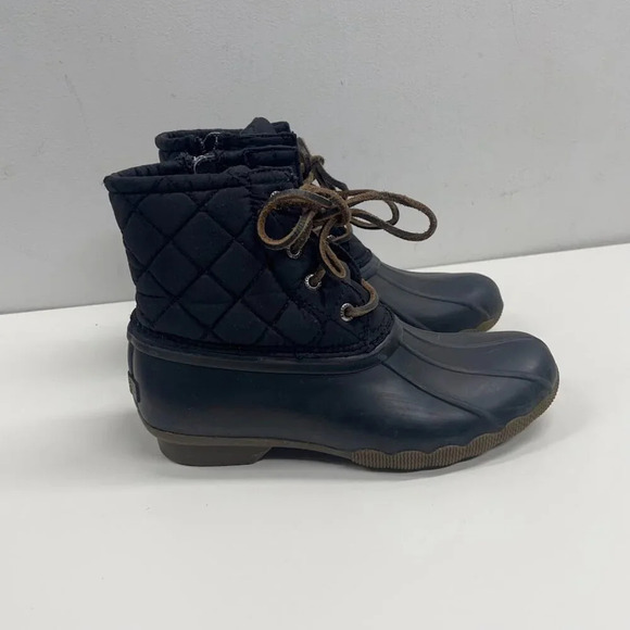 Girls Sperry Saltwater Core Black Rubber Boots [STS94063] Size 3 - Picture 3 of 9